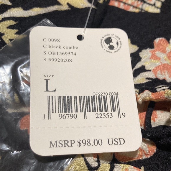 Free People Hilary Floral Print Long Puffed Sleeve Tie Back Smocked - Picture 11 of 16